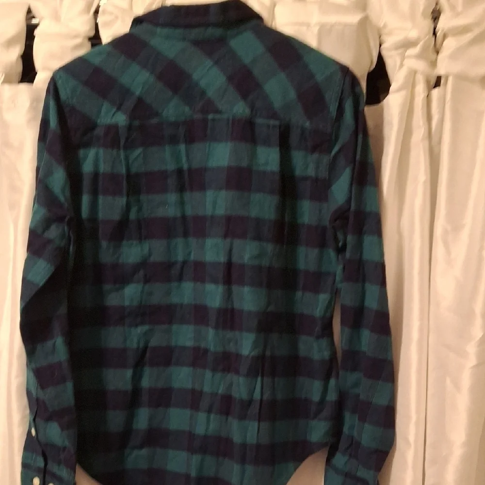 J. Crew Green And Black Plaid Flannel Half Zip Shirt S